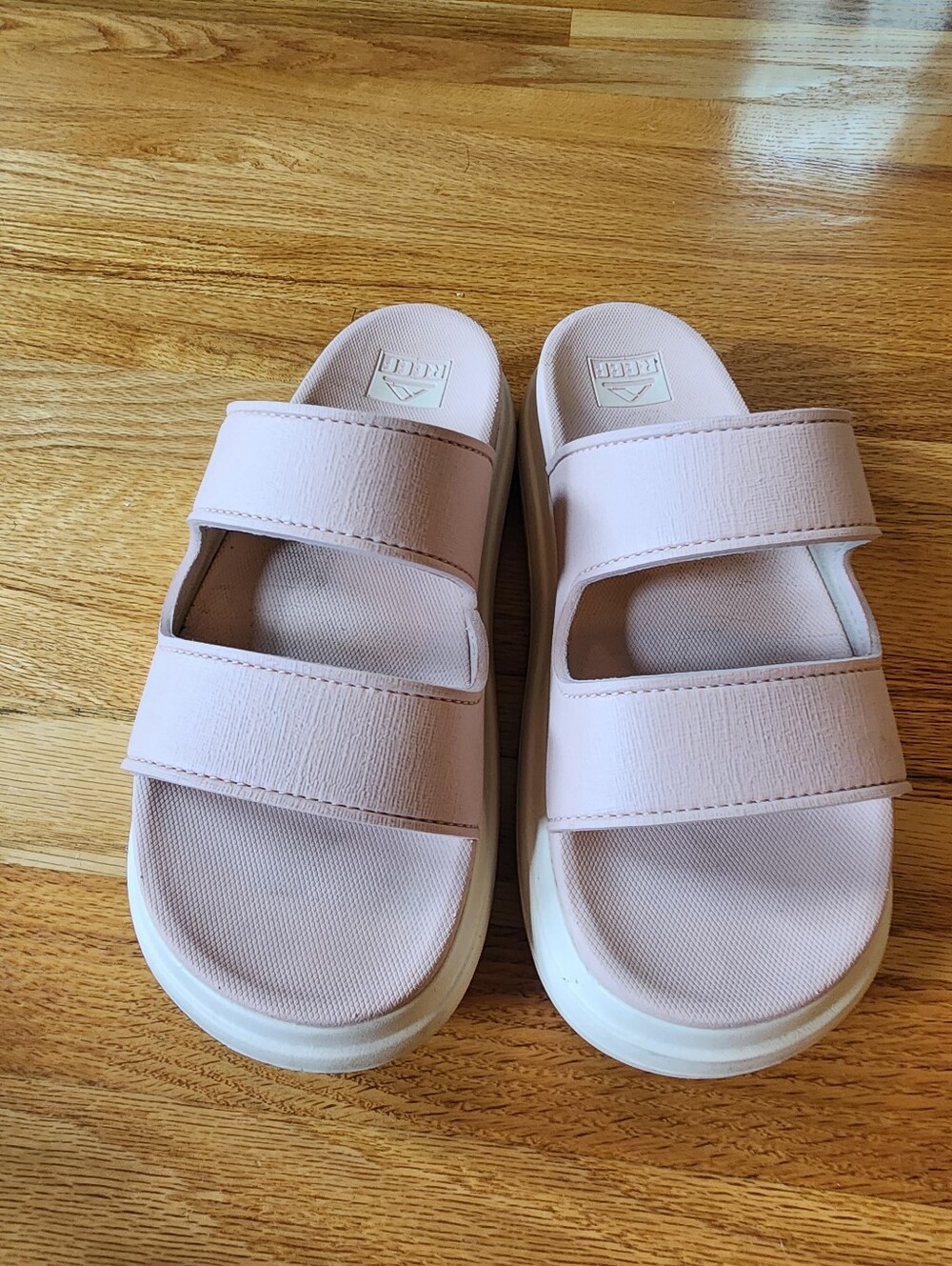 Reef Bondi 2 Bar Cameo Rose Platform Slides Size 9 Beach Surf Coastal Slip On